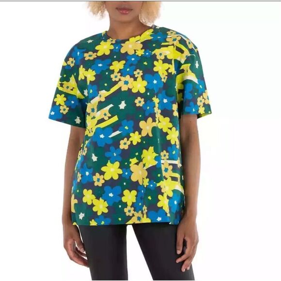 Marni Green Blue Yellow Floral Print Cotton T-Shirt Size EU 42/US 8 - Picture 1 of 7
